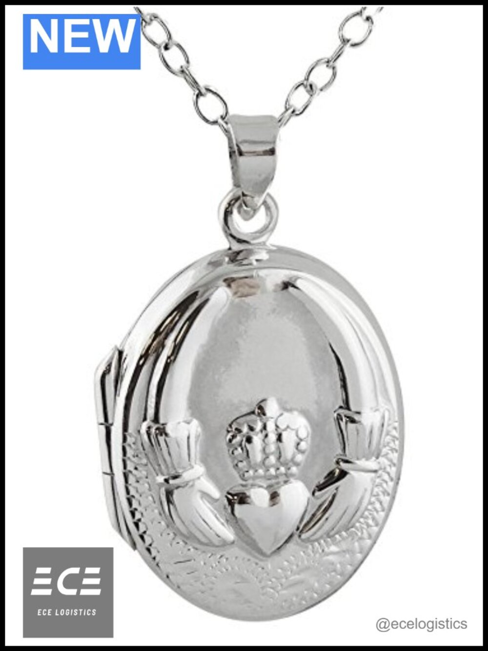 Sterling Silver Gold Plated Oval Locket Necklace 18" Cable Chain